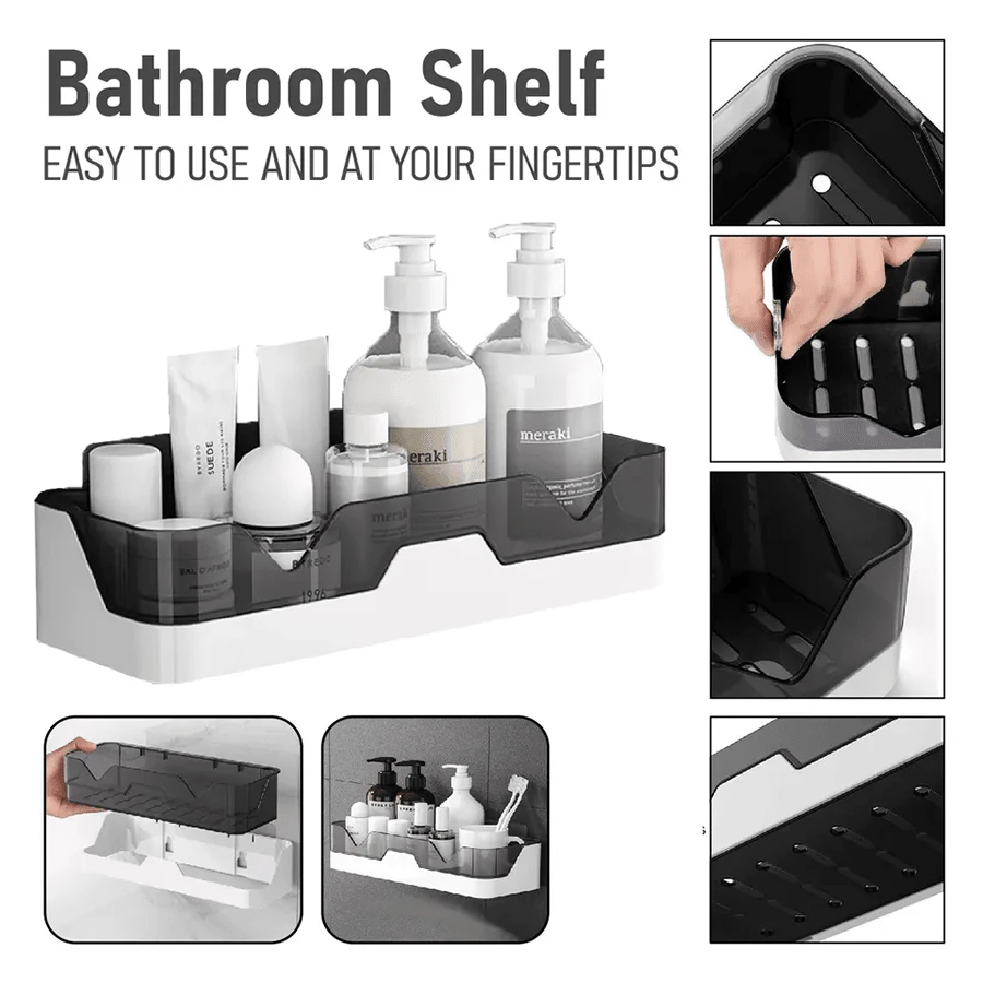 1/2PCS Bathroom Corner Shower Shelf Shampoo Holder Storage Rack Caddy Organiser Back To School - Black and White Storage Rack - View 1