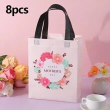 4/8pcs Mid-Size Mother's Day Gift Bags, Mother's Day Commemorative Shopping Bags For Mom, Flower Bags - A Great Gift, 4 Different Patterns, 7.8x10.2x4 Inches - Multicolor - View 13