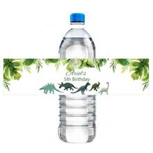 30 etiquetas personalizadas para botellas de agua de cumpleaños con diseño de dinosaurios, pegatinas temáticas de dinosaurios y animales personalizadas para decoraciones de fiesta de baby shower - Multicolor - Ver 14