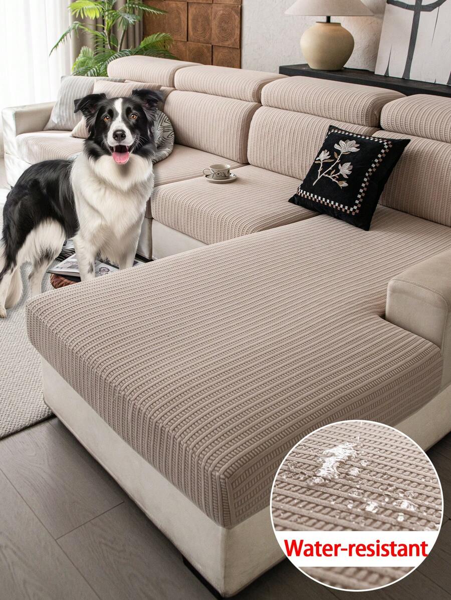 1 件四季毛绒提花防滑沙发座垫套，简约现代防水柔软亲肤防宠物弹性沙发套，适用于 L 型组合沙发和 1/2/3/4 座沙发