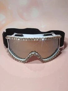 1pc Bling Rhinestone Ski Goggles With Multifunctional Protection, Extra Large Frame Silicone Anti-Wind Ski Goggles, Anti-Dust Desert Sandstorm Ski Eyewear For Skiing, Riding, Outdoor Sports, Washable - Multicolor - View 15