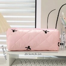 1pc Bowknot Decor Large Capacity Student Pencil Case, Ditsy Floral Pattern Desk Storage Pouch, Portable Stationery Organizer,Pencil Pouch,School Bag - Multicolor - View 11