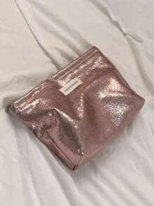 1 pieza Bolsa de maquillaje portátil, elegante y brillante de gran capacidad, bolsa de almacenamiento de maquillaje para viajes, bolsa de aseo organizadora, adecuada para artículos de tocador, cosméticos, brochas de maquillaje, accesorios, viajes, almacenamiento en el hogar, artículos esenciales para el viaje, suministros para dormitorios, regalos de novia para bodas, regalos para mujeres, regalos para mejores amigos, regalos de cumpleaños, recuerdos, artículos esenciales para el hogar, se puede usar en el baño, la sala de estar o el dormitorio, con estilo bohemio, para vacaciones en la playa, colección de baño, colección de dormitorio, gran capacidad