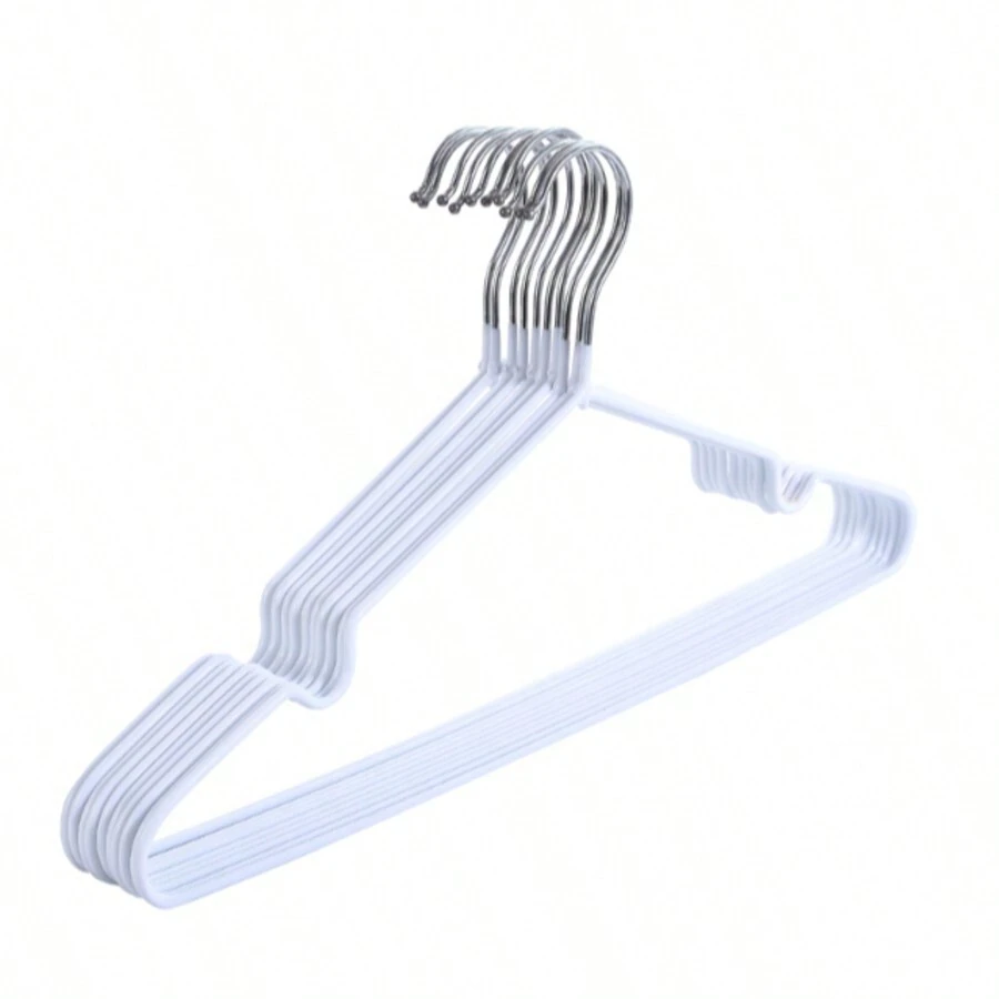 Set De 10 Ganchos Para Ropa, Metal Y Pvc - Blanco - Ver 1