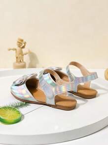 Cute Girls' Flat Bow Shoes, Spring/Summer - Silver - View 4