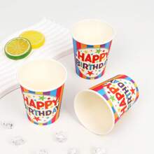 1pc Colorful Happy Birthday Theme Disposable Paper Cup For Holiday Party