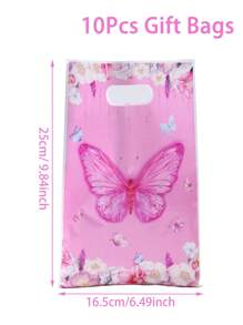 10/25 件粉色蝴蝶礼品袋、礼品包装袋、手提袋、礼品包装袋、蝴蝶派对用品、蝴蝶主题生日派对装饰用品、新娘送礼会用品、宝贝送礼会用品、婚礼装饰 - 粉紅色蝴蝶 - 查看 8