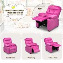 Kids Recliner Chair Velvet Adjustable Sofa Chair Gaming Lounge Chair - 粉色 - 查看 5