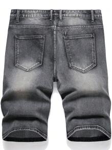 Pantaloncini di jeans casual in stile vintage con strappi per uomo