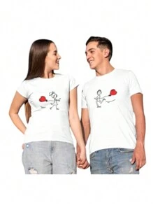 Duo de Playeras Para Parejas - Azul lavado medio - Ver 2