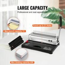 Comb Binder 21-Hole Binding 450-Sheet Binder With 100 3/8" Comb-Stitched Spines For Letter Size Or A4 And A5,Back To School,School Supplies - 21-hole Binding 450 Sheets - View 2