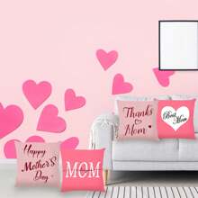 4pcs Valentine's Day Love Linen Pillow Case - Pink - View 5