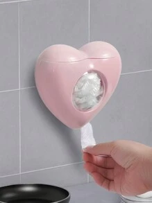1pc Heart-Shaped Wall-Mounted Food Storage Container, Detachable Food Bag Holder, Bathroom Cap Storage Box, Kitchen Organizer - Random Color - View 2