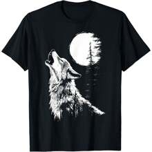 Graphic Tee Wolf Howling Moon Forest Nature Wildlife Animal T-Shirt