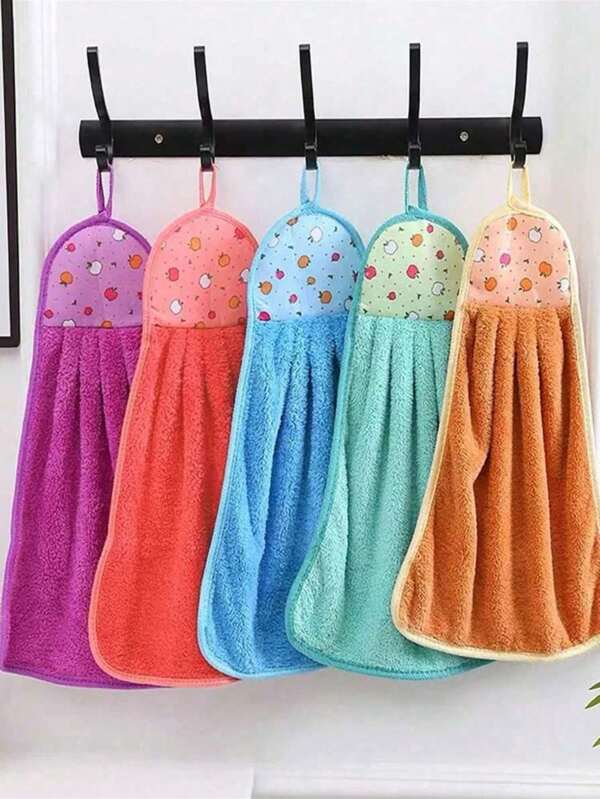 1/5 pezzi Accessori da bagno in velluto corallo, asciugamani morbidi, panni assorbenti per piatti, panni appendi, accessori da cucina, colore casuale