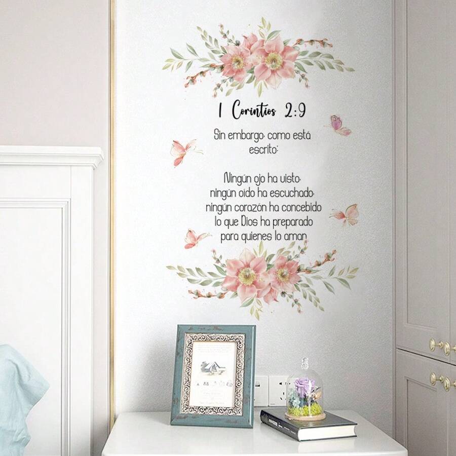 西班牙语圣经诗句乙烯基墙贴 1 Corinthians 2:9 家居装饰 适用于家庭房、卧室、育儿室、办公室或教堂 房间装饰 墙壁装饰 浴室装饰 卧室装饰 房间装饰用品 客厅装饰 房屋装饰 家居装饰 客厅墙纸贴纸 - 彩色 - 查看 1