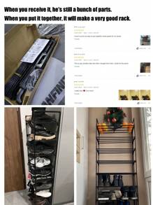 1 sapateira de metal preta simples de 8/6 camadas, largura aproximada de 23 polegadas, economia de espaço, minimalista à prova de poeira, resistente, elegante, fácil de montar/desmontar, portátil, adequada para sala de estar, quarto, entrada, escritório, casa, armazenamento multicamadas, presente de Natal, armazenamento de sapatos de pano para presente infantil, requisitos para uma casa aconchegante