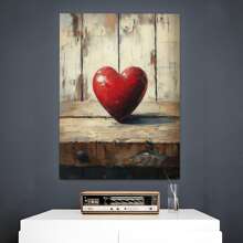 1 Pc Beating Heart Wooden Framed Canvas Painting Thickness
