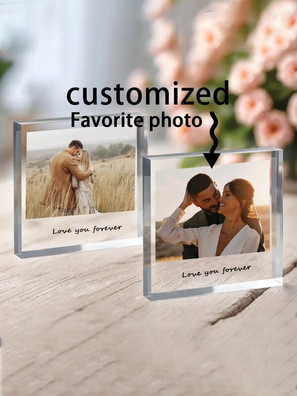 1pc Custom Custom Acrylic Picture Frame, Love You A Little More Every Day, Love Story, Family Photo, Custom Picture Frame, Valentine's Day Gift, Couple Photo Souvenir Custom, Bedroom And Living Room Decoration, Gift Family Photo, Wedding Anniversary, Birthday Gift, Bedroom And Living Room Decoration, Gift, Valentine's Day, Valentine's Day Decor Gifts Graduation,Home Refresh,Christmas Gift Supplies