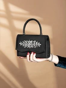 Sac de soirée en velours côtelé fascinant et élégant, sac parfait pour les banquets et les fêtes, luxueux et noble, convient pour assortir les robes de mariée et les robes de soirée, c'est le cadeau idéal pour les femmes pour la Saint-Valentin. - Noir - Voir 4