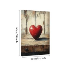 1 Pc Beating Heart Wooden Framed Canvas Painting Thickness