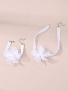 2pcs/Set Girls Flower Ribbon Necklace And Bracelet Set - Flowers - View 2