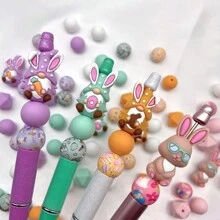 30pcs/52pcs Bunny Egg Shape Silicone Bead Set, Easter Jewelry DIY Gift, Suitable For Necklace, Bracelet, Home Decor - Ideal Handmade Gift