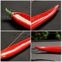 陶瓷辣椒香炉，白菜香座小雕像装饰品，复古室内家居装饰植物香架 - 彩色 - 查看 7