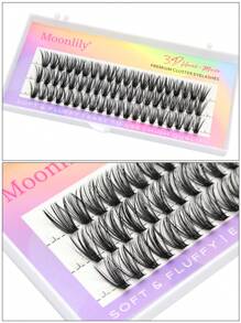 全新高品质超浓密柔软蓬松 3 排（60 片）40D 假睫毛，墨黑色，华丽自然性感外观，适合日常、通勤、假日、派对、休闲场合，睫毛簇，睫毛簇，单根睫毛，睫毛，假睫毛 - 黑與白 - 查看 6