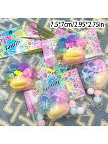 彩虹系列柔软玩具，软硅胶渐变减压玩具，回弹缓慢，挤压小玩意礼物 - 彩色 - 查看 8