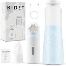 Bidê Portátil para Viagem - 2 Modos | Capacidade de 350 ml (12,3 oz) Garrafa Peri com 2 Modos de Pulverização, À Prova d'Água IPX7, Bidê Elétrico Recarregável de 400 mAh para Cuidados com Gestantes, Pós-Parto, Menstruação e Pós-Cirurgia, Higiene de Grávidas, Pós-Cirúrgica, Cuidados com Hemorroidas, Higiene Pré/Pós-Natal, Cuidados Maternos, Período Menstrual, Cuidados com Pacientes, Cuidados com Bebês, Idosos, Banheiro, Acampamento