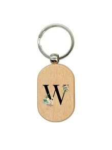 Daisy Flower Letter A-Z Pattern Wooden Keychain, First Letter Wooden Pendant, Creative Small Gift That Can Be Carved, Bag Pendant, Wooden Label, Keychain, Ring, Carved Blank Wooden Board, Diy Accessory, Single-Sided Printing - Apricot - View 28