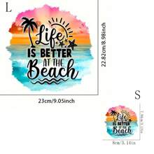1pc/2pcs/3pcs Mixed Color Vinyl Hot Print Transfer For DIY T-Shirts, Sweatshirts, Women's Wear - "Better Life At The Beach" Graphic Heat Transfer Stickers - Easy To Stick Decals For Clothing Decoration