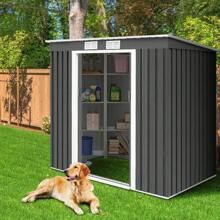 7FT X 4FT Outdoor Storage Shed Large Tool Utility Storage House With Sliding Door - Dark Grey - View 8