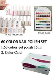 1/60色15毫升指甲油套装，可卸UV/LED凝胶指甲油，带色卡，夏季美甲，蓝色、紫色、橙色、绿色闪粉可卸凝胶指甲油套装，适合女性和女孩，闪粉凝胶指甲油，情人节，美甲用品 - 彩色 - 查看 8
