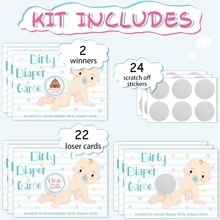 24 件婴儿沐浴刮刮卡游戏趣味抽奖卡婴儿沐浴派对游戏装饰品可爱的婴儿沐浴活动和男孩女孩创意（裸色） - 彩色 - 查看 2