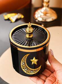 1pc Star, Moon, Lantern Plastic Home Decor Storage Jar Canister For Kitchen, Living Room, Dining Room Use, Suitable For Grains, Dried Fruits, Candy, Cookies, Bread, Wedding, Party, Gift, Birthday