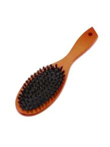 1 Peça Escova de Cerdas Naturais Pente Anti-Estático Oval Para Penteado Escova de Cabelo Com Cabo de Madeira Para Mulheres e Homens, Pente de Faia Natural Escova de Cabelo Para Cabelos Cacheados, Grossos, Longos, Secos e Úmidos, Desembaraçador, Escovas de Massagem