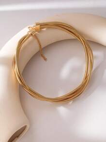 1pc Coiled Spring Collar Necklace, Luxurious Metallic Punk Hip Hop Style Necklace, Suitable For Daily Wear - Multicolor - View 3