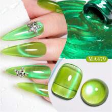 MEET ACROSS 绿玉果冻猫磁性凝胶抛光可浸泡 UV LED 春夏清漆半永久性指甲艺术用于修甲设计圣帕特里克节