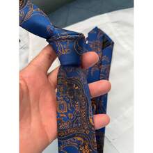 Gravata Slim Kashmir Azul e Laranja