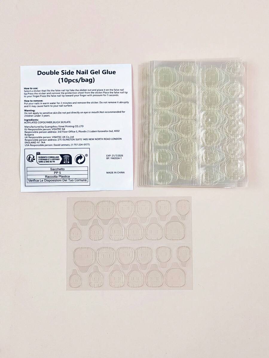 10sheets Double Sided Adhesive Tapes Clear Nail Stickers,Nail Supplies,Nail Tools,Nail Art Tools,Back To School,Nails,Nail Tools For Press On Nails,Manicure Pedicure Tools - Clear - View 1
