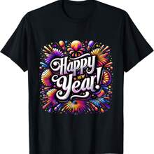 Family New Year 2025 Fireworks Matching Tee T-Shirt - Black - View 1