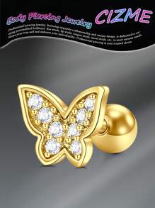 CIZME 1 件 16g 软骨耳钉耳屏耳钉软骨穿孔首饰前耳钉耳钉车耳甲海螺不锈钢穿孔首饰，不锈钢耳钉男女款向日葵月亮花星蝴蝶心叶蛇心 CZ 16G 软骨耳环套装螺丝后耳环耳钉穿孔首饰，16G 软骨耳环不锈钢耳钉球背软骨耳钉海螺穿孔首饰女士