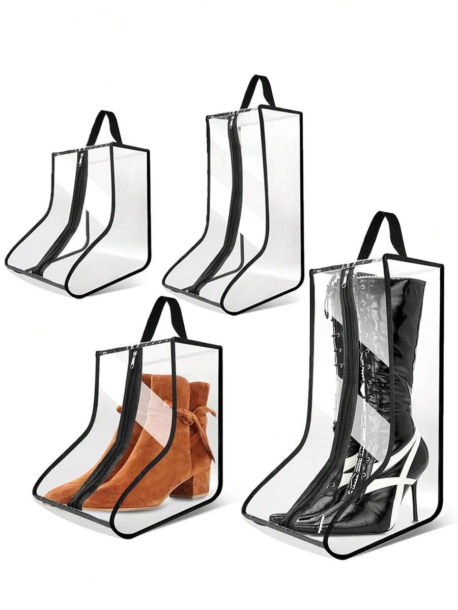 1pc hoge laarzen tassen organizer voor reizen waterdichte cowboylaarzen tassen voor opslag draagbare schoenen reistassen voor vrouwen mannen ophangbare skischoenen tassen stofvrije schoenen tassen - Zwart & wit - Bekijken 1