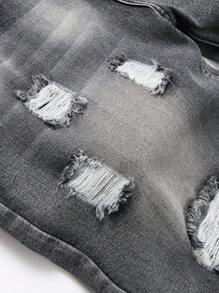 Pantaloncini di jeans casual in stile vintage con strappi per uomo