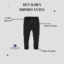 Calça jogger tactel com elastano e ziper na barra