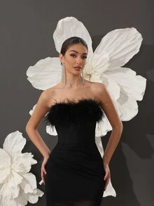 Vestido largo elegante de vendaje 2025 para fiestas y bodas, vestido de fiesta de noche de lujo negro con hombros descubiertos para cócteles y bodas, vestido de fiesta, vestido de invitada a la boda, vestido de gala - Negro - Ver 8