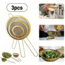 1 Set Of 3 Stainless Steel Fine Mesh Strainers, Kitchen Sieve Set For Baking And Cooking, Non-Electric Cookware Tools For Home And Restaurant - 3 Pieces - Filter - View 2