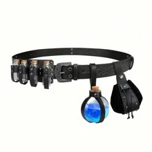 5 pièces/set Vintage en PU médiéval, rétro, faux jeu de sangles, incluant 4 bouteilles en liège et un porte-monnaie. Parfait pour les festivals de la Renaissance, les soirées déguisées